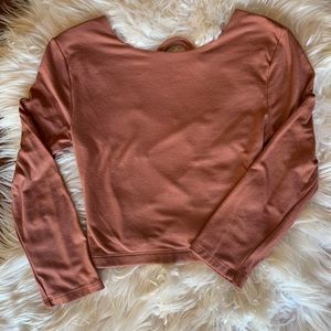 Coral pink backless crop top